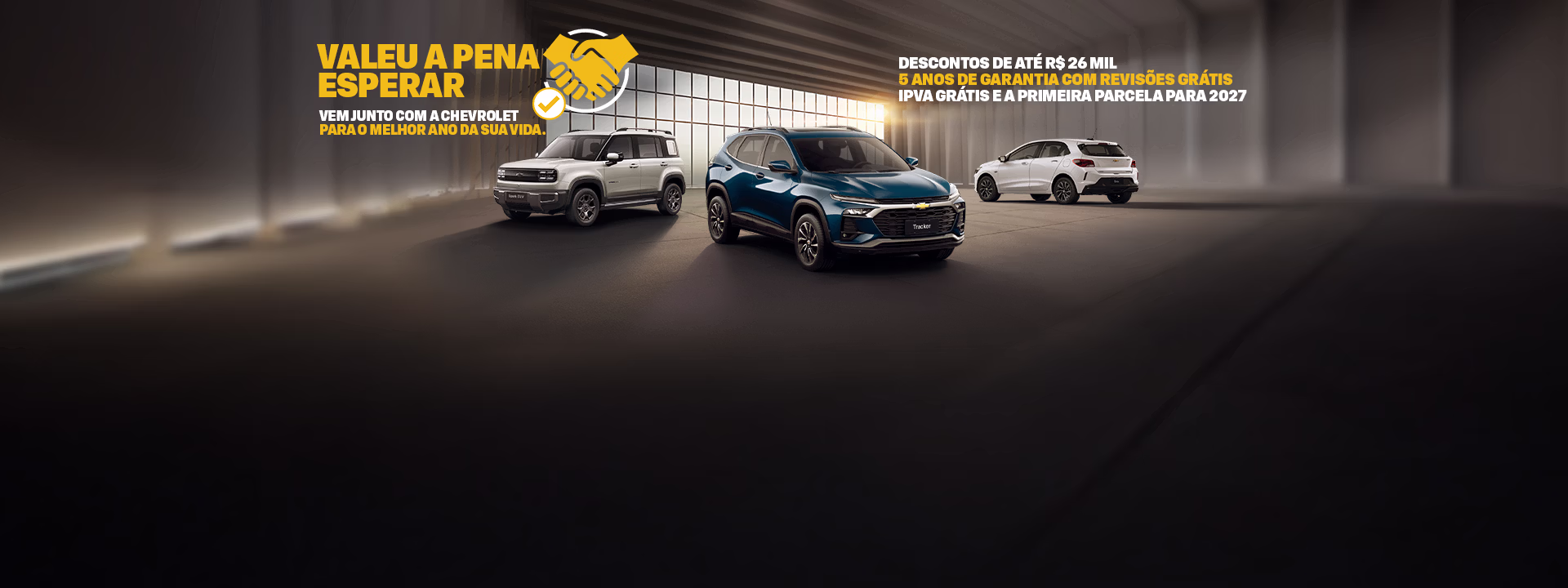 Valeu a pena esperar. Vem junto com a Chevrolet para o melhor ano da sua vida. Consulte modelos para financiamento com taxa zero!